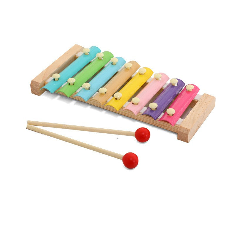 Instrument Muzical Xilofon Flippy, din Lemn, 8 Note Muzicale, 2 Bete de Percutie, 4-6 Ani, Multicolor Pastel-0