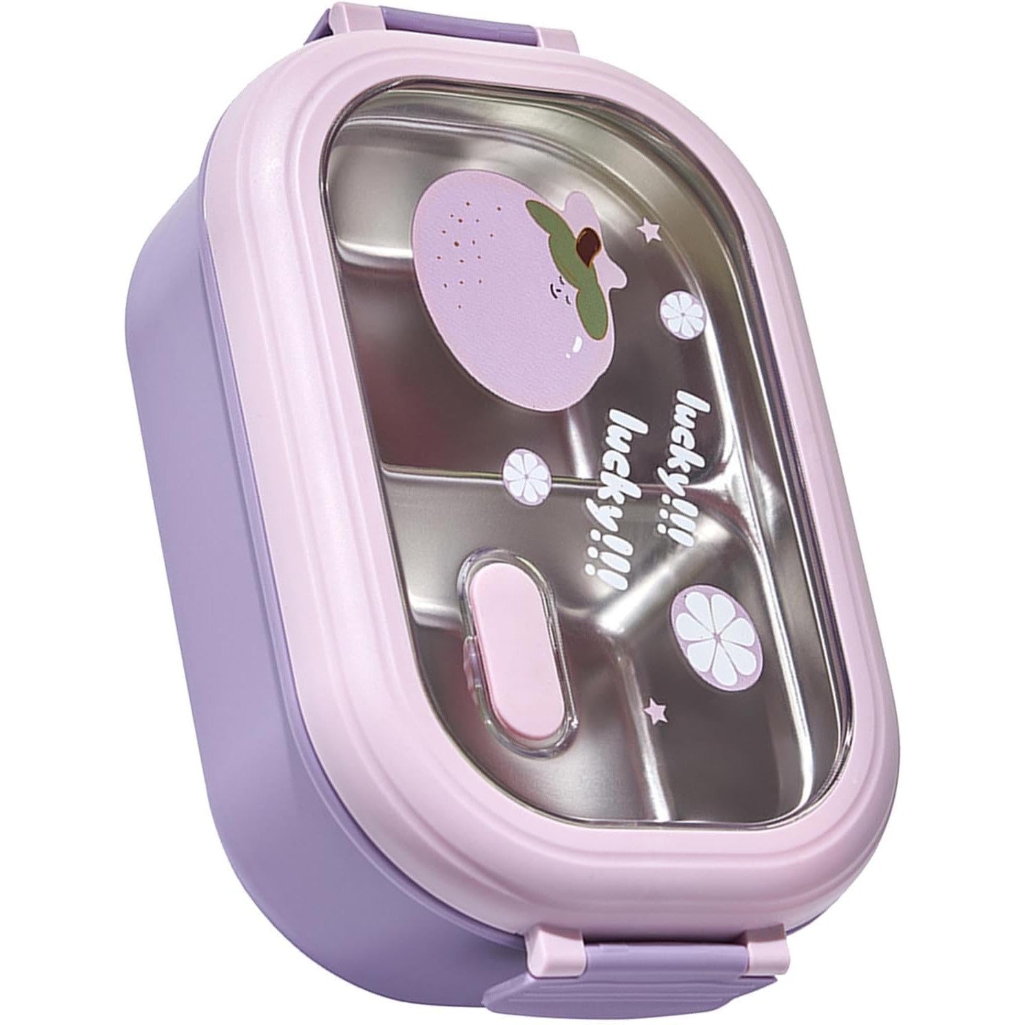 Cutie pentru Pranz sau Gustari, Flippy, cu Doua Compartimente, pentru Copii si Adulti, Etansare, PP, Perfect pentru Scoala si Birou, 1000 mL, 22.5x14.5x8 cm, Mov-3