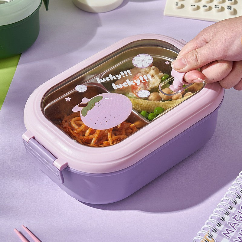 Cutie pentru Pranz sau Gustari, Flippy, cu Doua Compartimente, pentru Copii si Adulti, Etansare, PP, Perfect pentru Scoala si Birou, 1000 mL, 22.5x14.5x8 cm, Mov-8