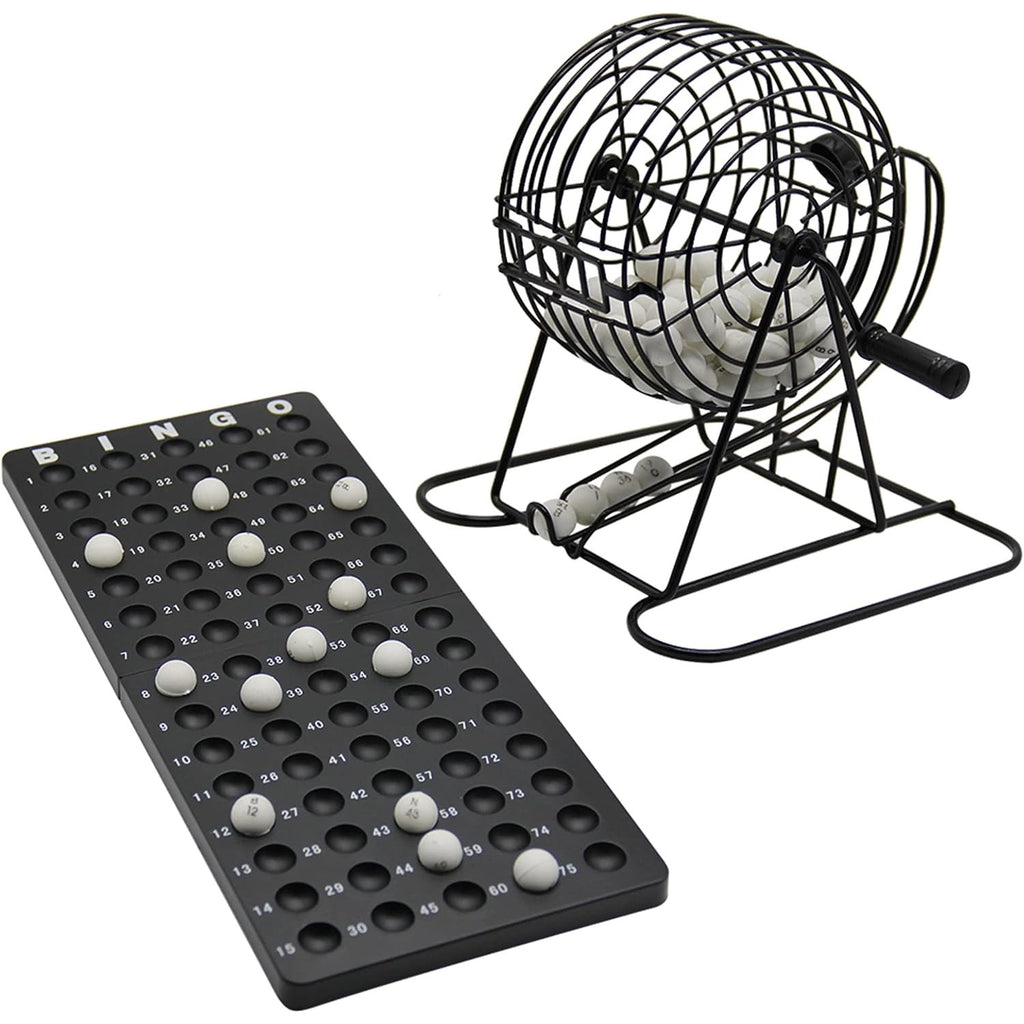 Joc Bingo Flippy, din metal, 75 bile albe, portabil, 21 x 21 cm, negru-5