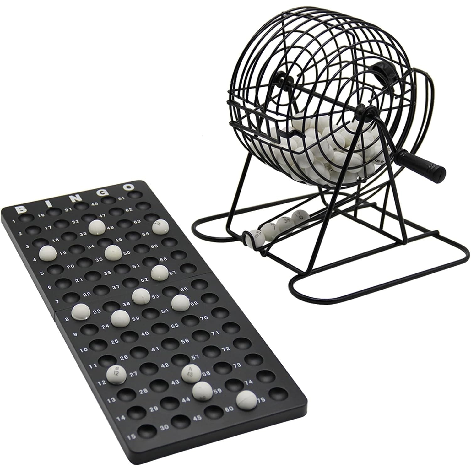 Joc Bingo Flippy, din metal, 75 bile albe, portabil, 21 x 21 cm, negru-5