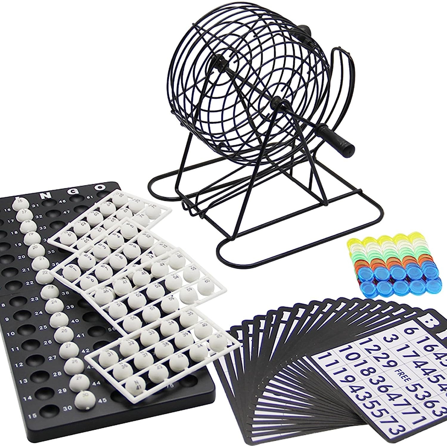 Joc Bingo Flippy, din metal, 75 bile albe, portabil, 21 x 21 cm, negru-0