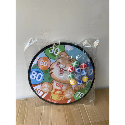 Joc Darts Flippy pentru Copii, Placa Pliabila 36.5 cm, 8 Mingii Velcro/Scai Simple, 2 Mingii Luminoase, Model Tigru, Portocaliu-5