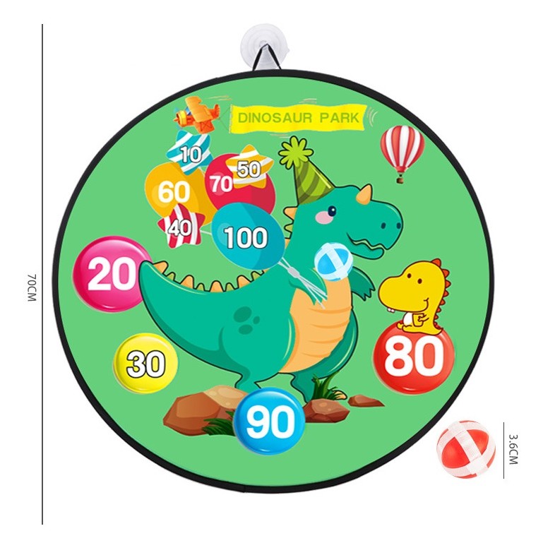 Joc Darts Flippy pentru Copii, Placa Pliabila 70 cm, 8 Mingii Velcro/Scai Simple, 2 Mingii Luminoase, Model Dinozaur Park, Verde-1