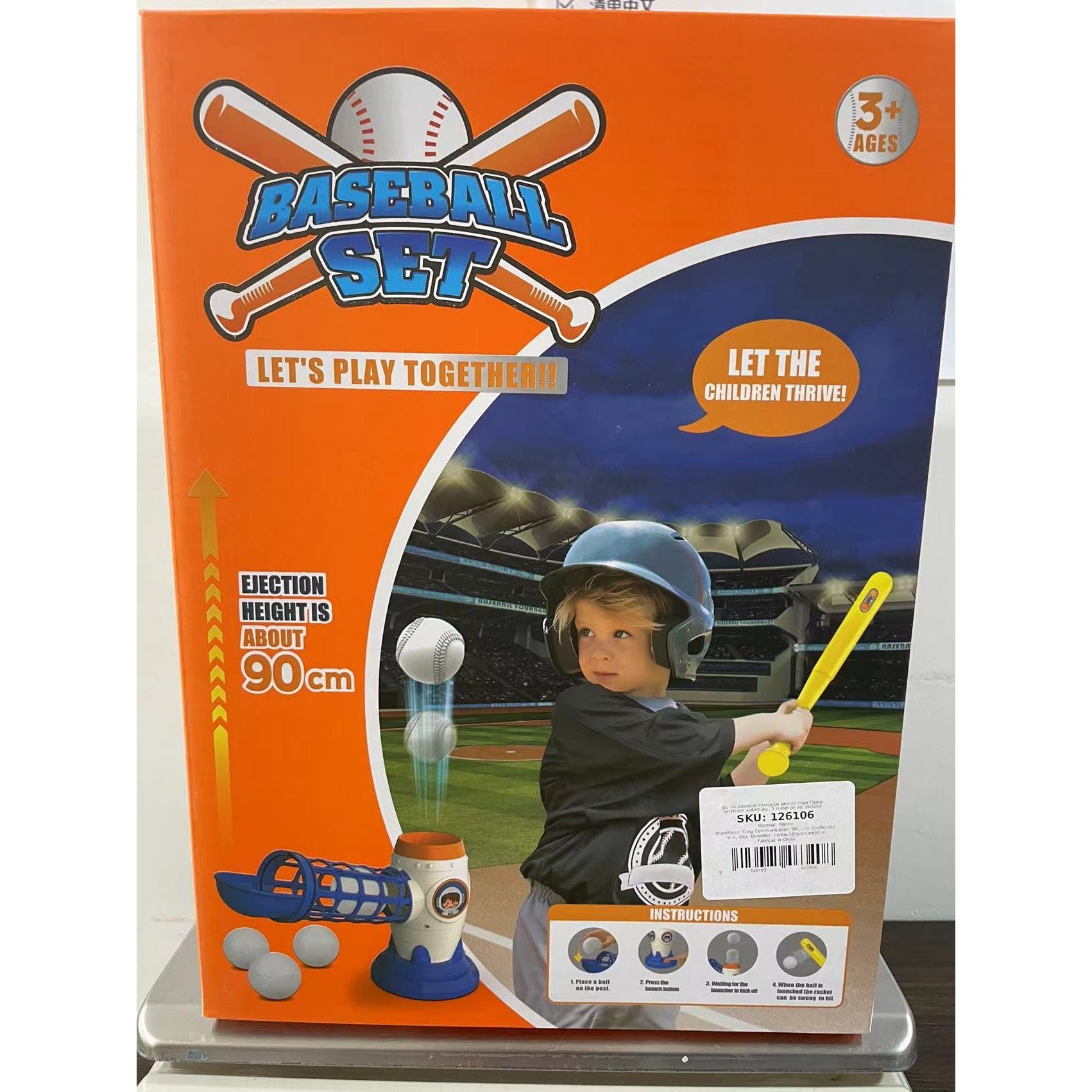Joc de Baseball Interactiv, Lansator Flippy, Aruncare Automata, Include Bata si 5 Mingii, 37 x 23 x 16 cm Baza, 59 cm Bata, Multicolor-7