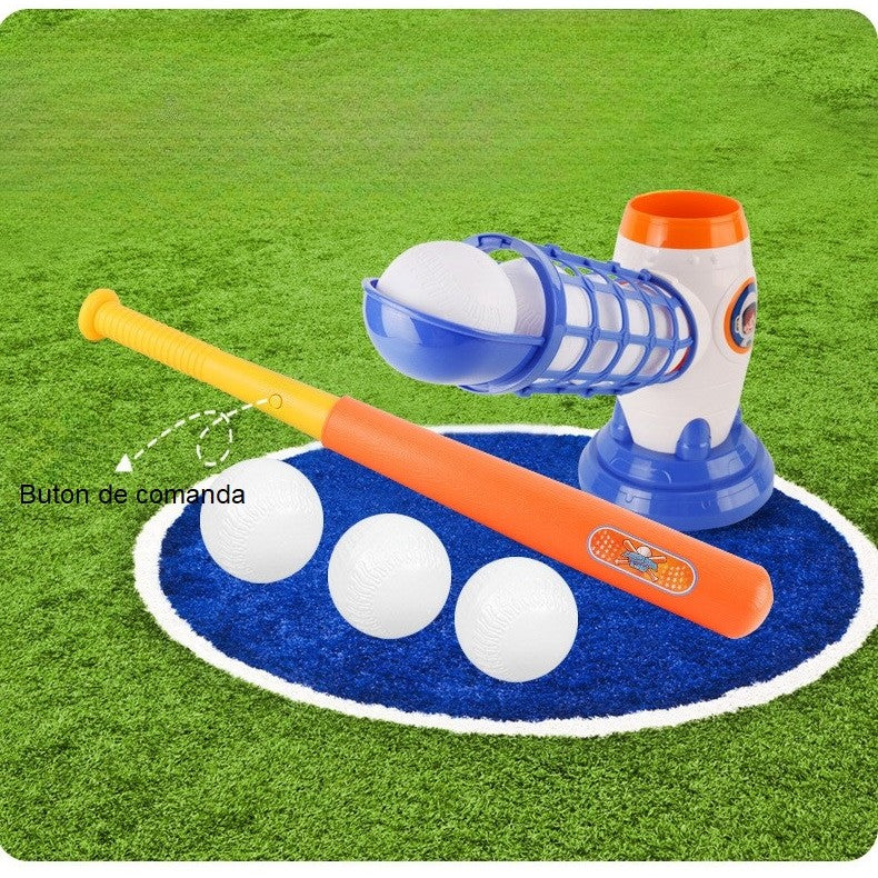 Joc de Baseball Interactiv, Lansator Flippy, Aruncare prin Buton de Lansare pe Bata, Include Bata si 5 Mingii, 37 x 23 x 16 cm Baza, 59 cm Bata, Multicolor-3