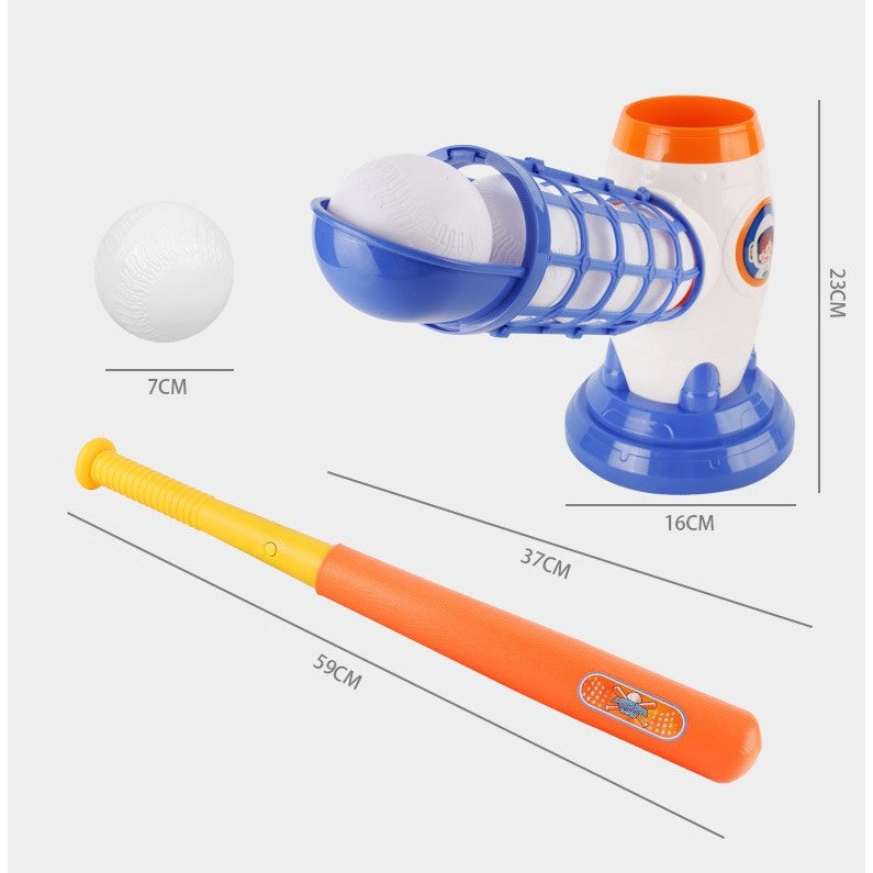 Joc de Baseball Interactiv, Lansator Flippy, Aruncare prin Buton de Lansare pe Bata, Include Bata si 5 Mingii, 37 x 23 x 16 cm Baza, 59 cm Bata, Multicolor-4