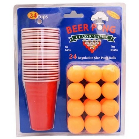 Joc de baut Beer Pong Flippy, 24 Pahare, 24 Mingi, material plastic, reutilizabil, portabil, rosu-4
