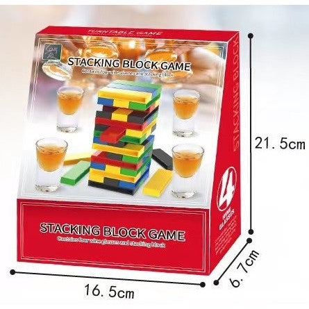 Joc de Baut Flippy, Turn Jenga din Plastic, cu 4 Pahare de Shot, +18 Ani, Multicolor-1