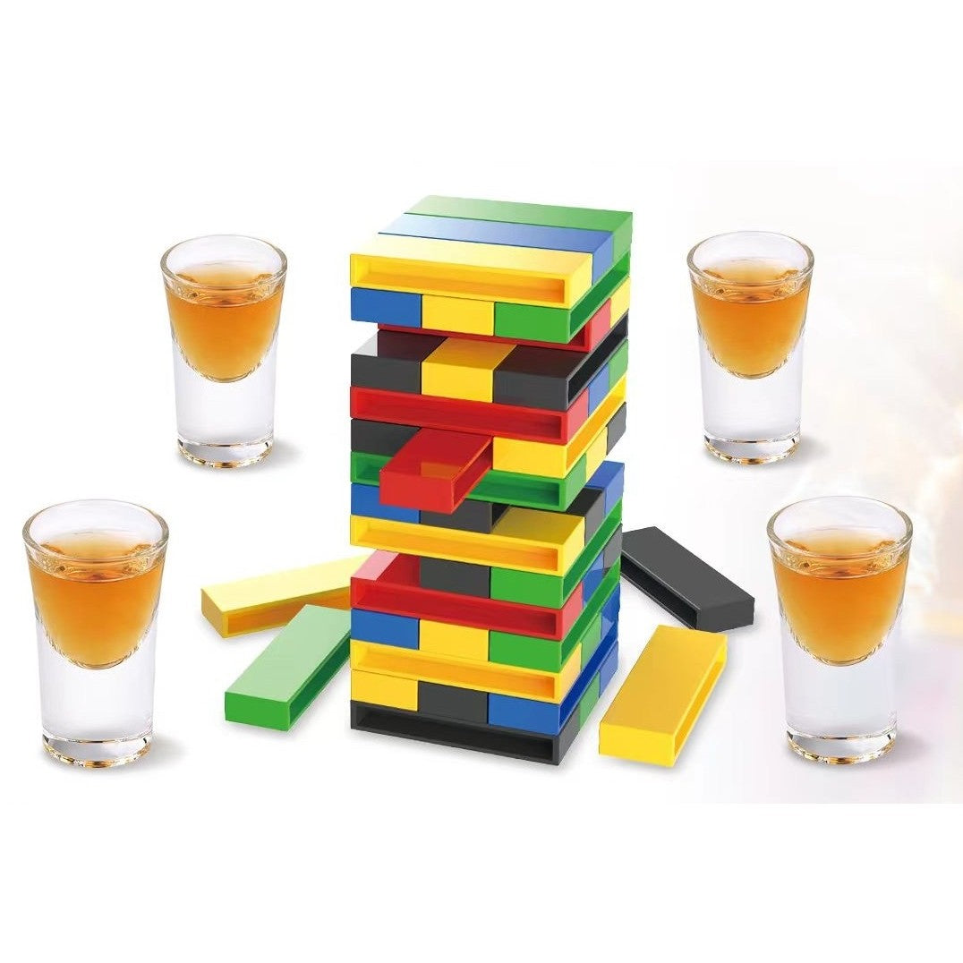 Joc de Baut Flippy, Turn Jenga din Plastic, cu 4 Pahare de Shot, +18 Ani, Multicolor-2