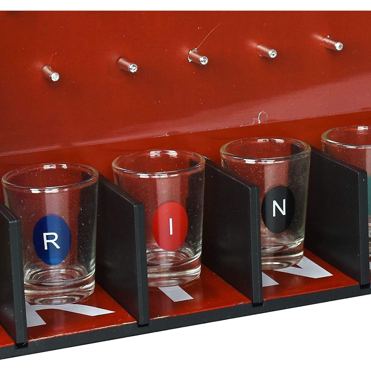 Joc de Baut Gravitational Flippy, pentru Petreceri, Interactiv, pana la 6 Jucatori, Pahare de Shot Incluse, 25.5 x 6.7 x 27.5 cm, Rosu-3