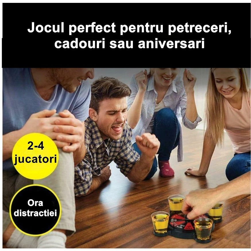 Joc de Baut Ruleta cu Pahare de Shot Flippy, 15 x 16.5 cm, Rosu/Negru-1