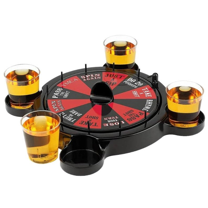 Joc de Baut Ruleta cu Pahare de Shot Flippy, 15 x 16.5 cm, Rosu/Negru-0