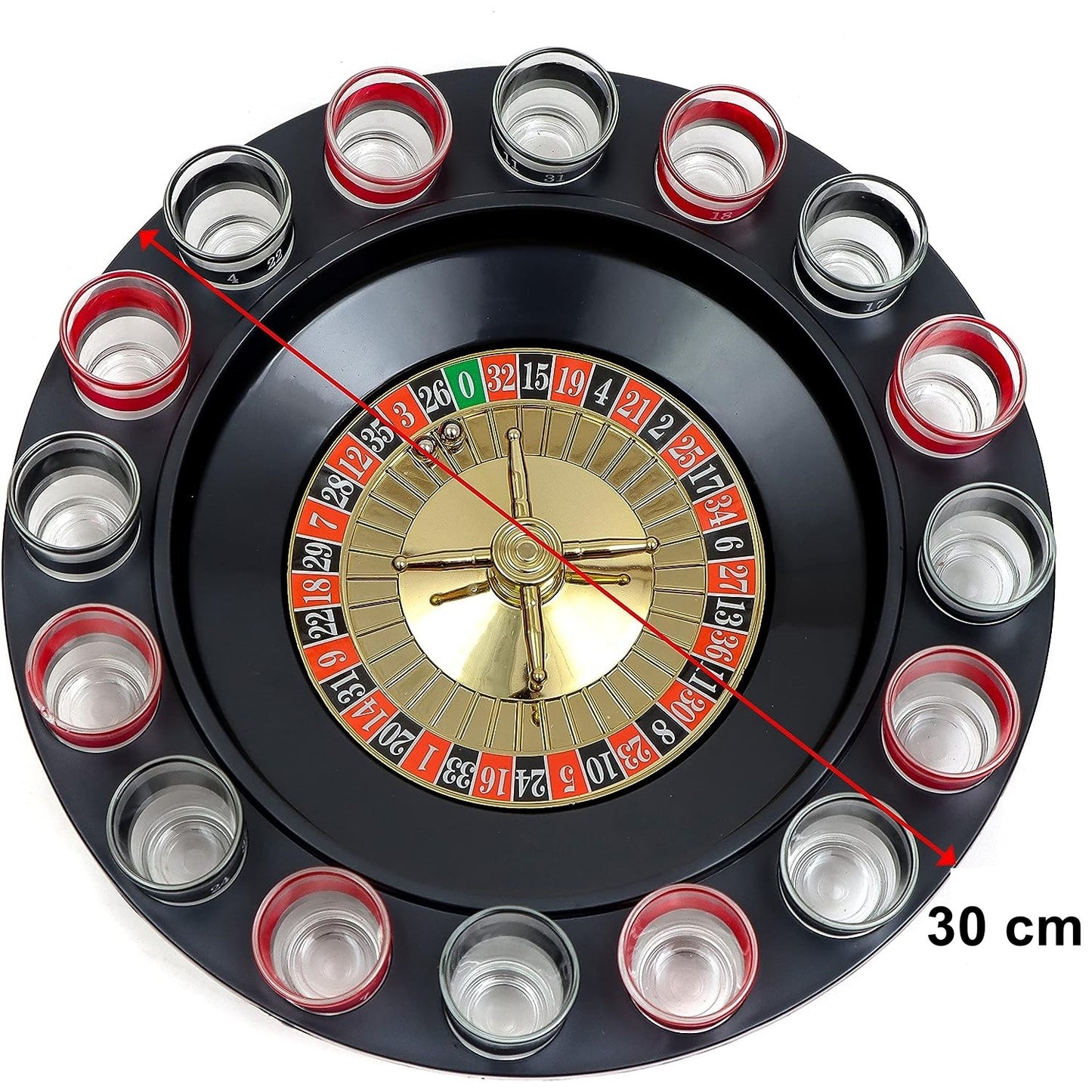 Joc de Baut Ruleta cu Pahare de Shot Flippy, 30 cm, Rosu/Negru-1