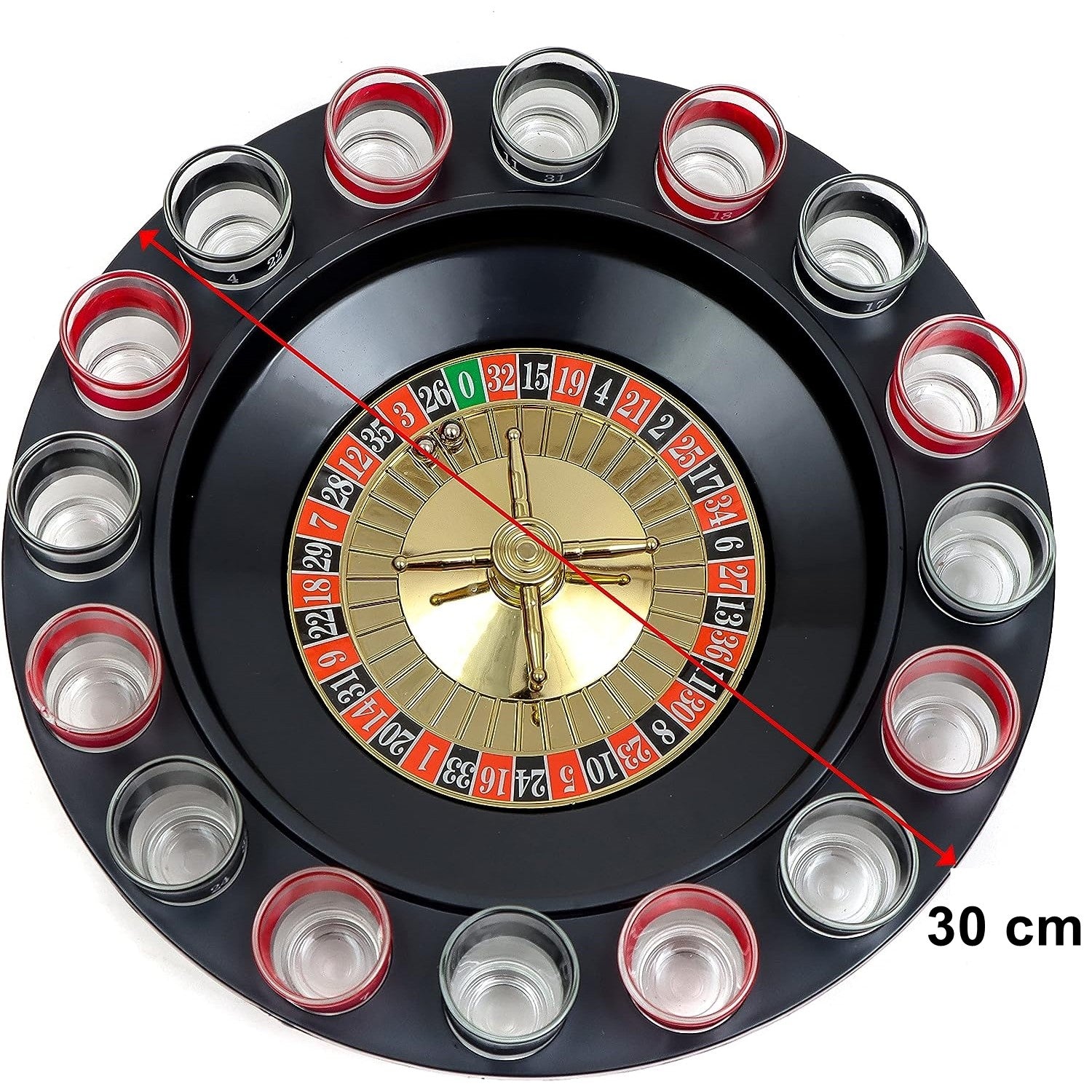 Joc de Baut Ruleta cu Pahare de Shot Flippy, 30 cm, Rosu/Negru-1