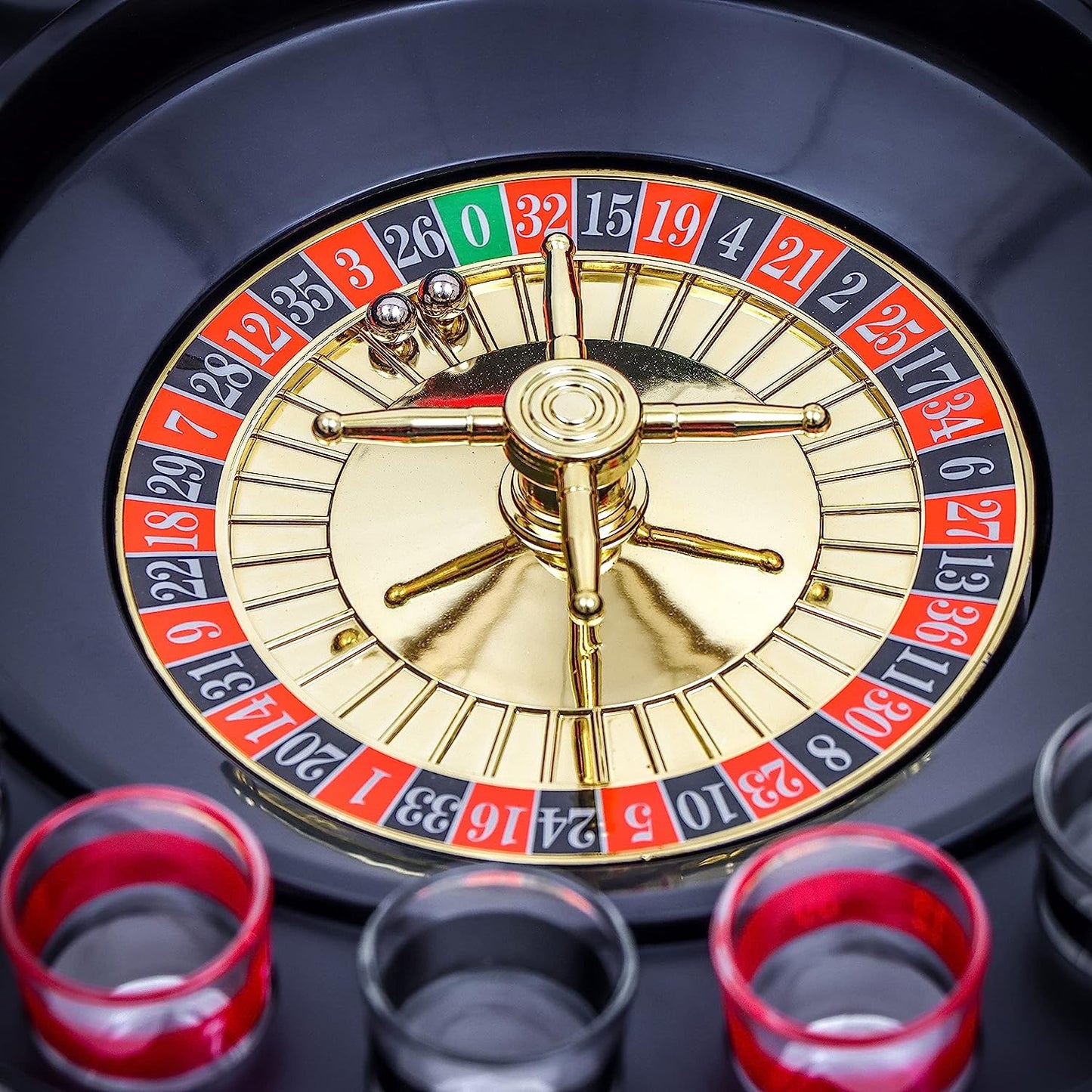 Joc de Baut Ruleta cu Pahare de Shot Flippy, 30 cm, Rosu/Negru-5