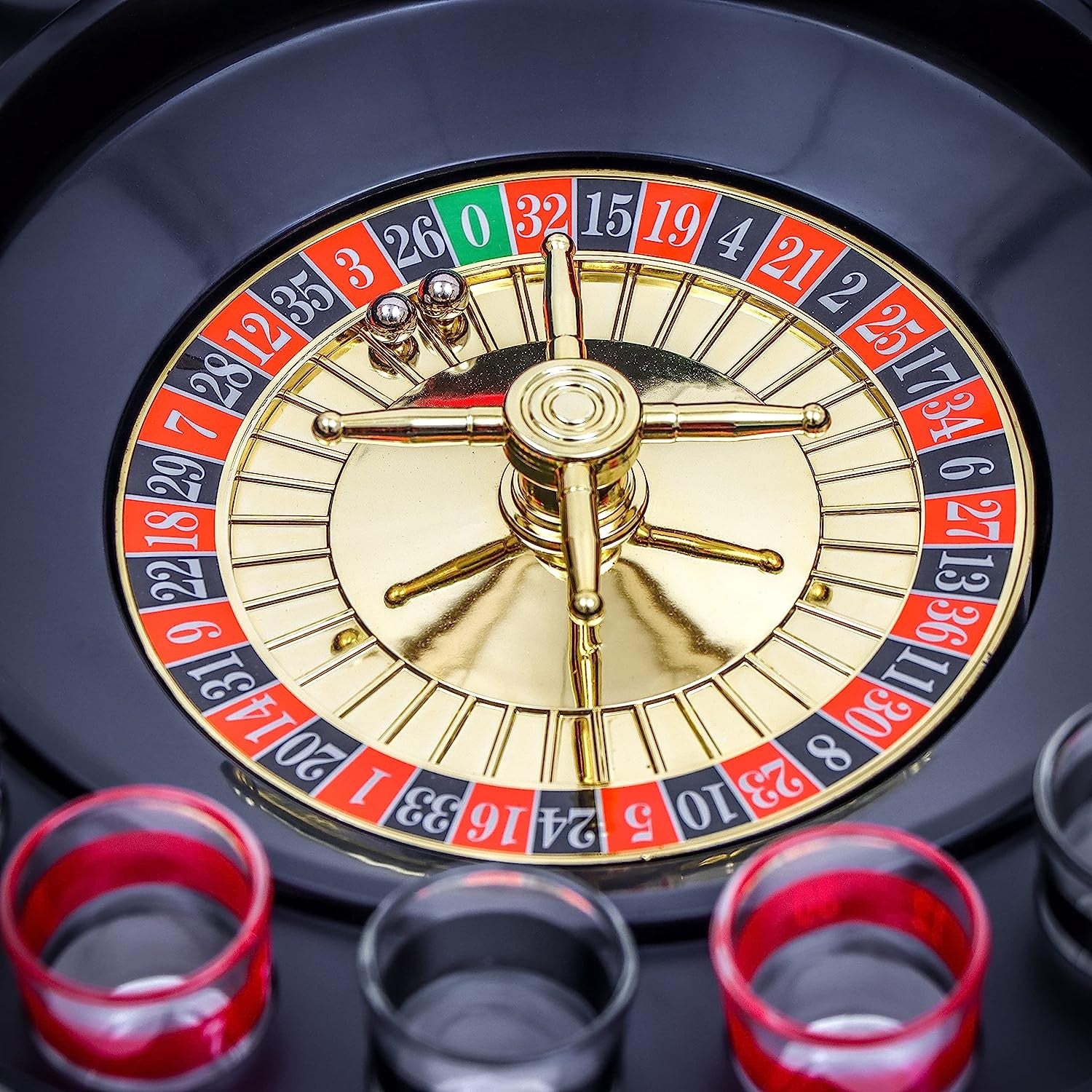 Joc de Baut Ruleta cu Pahare de Shot Flippy, 30 cm, Rosu/Negru-5