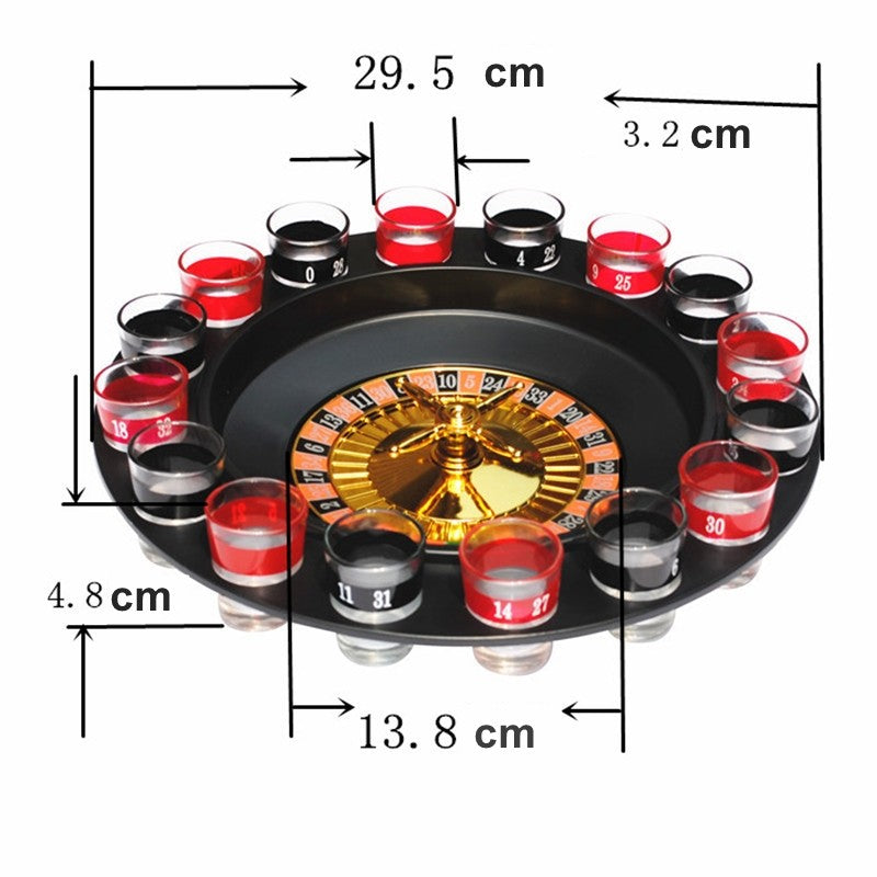 Joc de Baut Ruleta Flippy, cu 16 Pahare de Shot din Sticla , 30 x 30 x 5.5 cm, model 2, Rosu/Negru-3