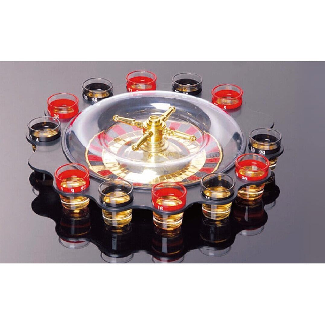 Joc de Baut Ruleta Flippy, cu 16 Pahare de Shot din Sticla , 30 x 30 x 5.5 cm, model 2, Rosu/Negru-4