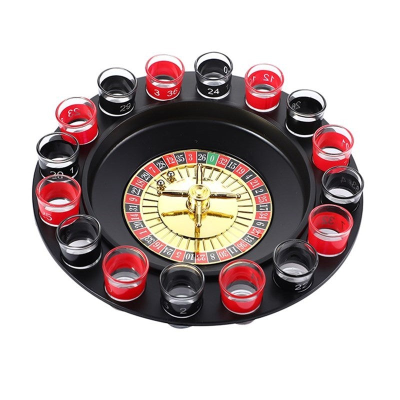 Joc de Baut Ruleta Flippy, cu 16 Pahare de Shot din Sticla , 30 x 30 x 5.5 cm, model 2, Rosu/Negru-0