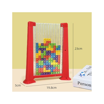 Joc de inteligenta Tetris puzzle tangram Flippy, 70 de piese multicolore, 3D, montessori, interactiv, din plastic, zar inclus, sac depozitare piese, varsta peste 6 ani, 23 x 19.8 x 5 cm, cadru rosu-5