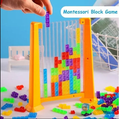 Joc de inteligenta Tetris puzzle tangram Flippy, 70 de piese multicolore, 3D, montessori, interactiv, din plastic, zar inclus, sac depozitare piese, varsta peste 6 ani, 23 x 19.8 x 5 cm, cadru galben-4