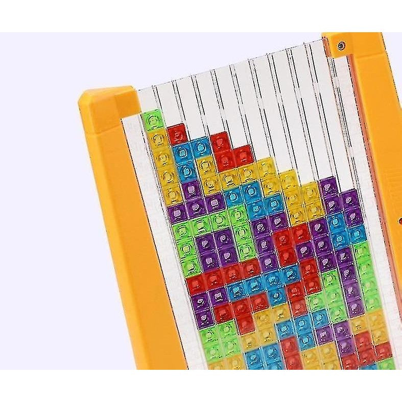 Joc de inteligenta Tetris puzzle tangram Flippy, 70 de piese multicolore, 3D, montessori, interactiv, din plastic, zar inclus, sac depozitare piese, varsta peste 6 ani, 23 x 19.8 x 5 cm, cadru galben-6
