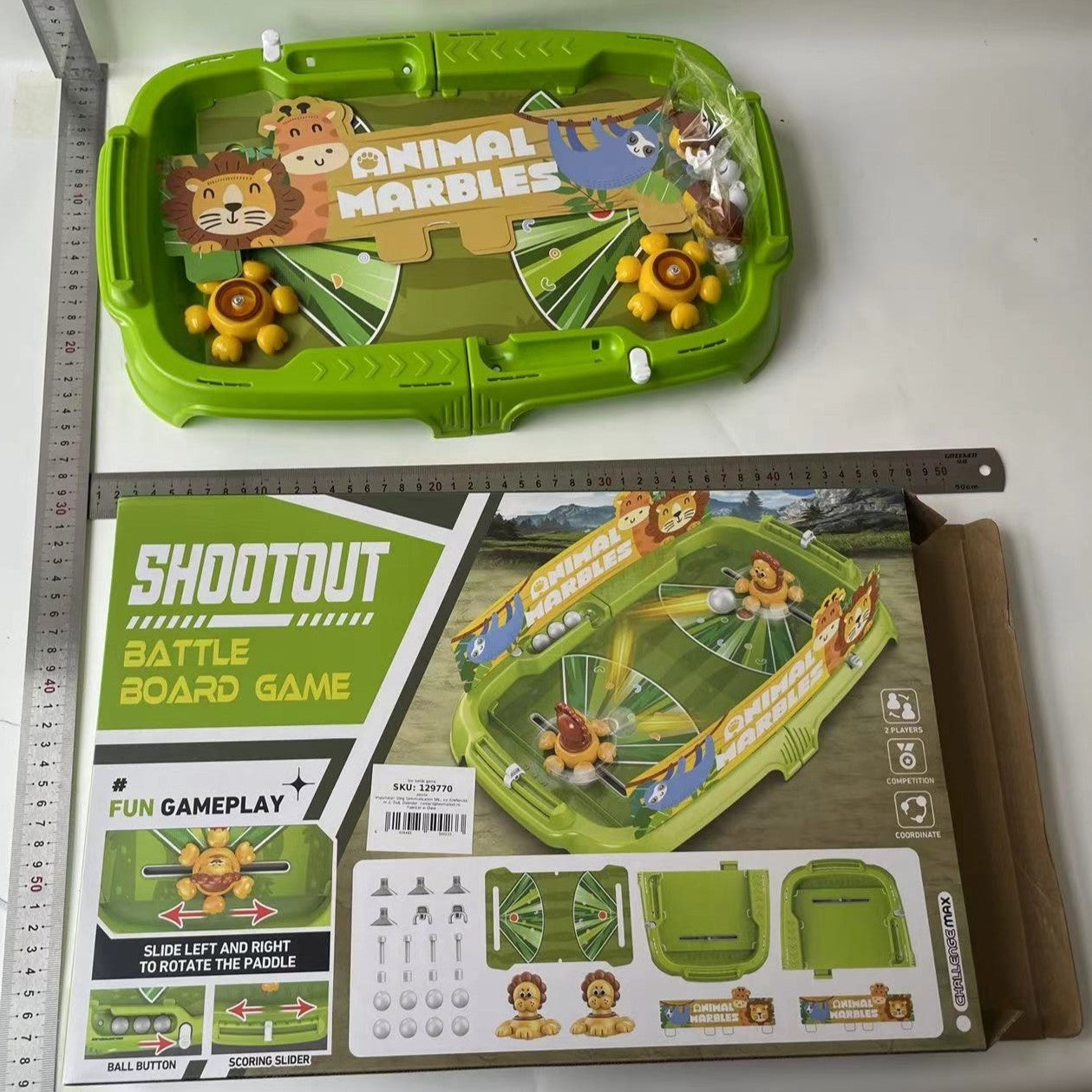 Joc de Masa Interactiv Lion Battle pentru Copii, Flippy, 4 Mingi, Tabela Scor, 40.7x27x14 cm, Verde-2