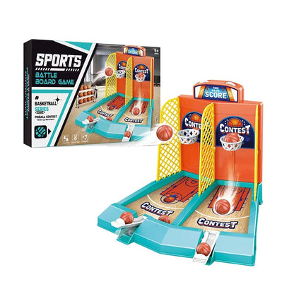 Joc de Masa Mini Baschet Interactiv pentru Copii, Flippy, pentru 2 Jucatori, 6 Mingi Incluse, 22x16.5x18.2 cm, Multicolor-1