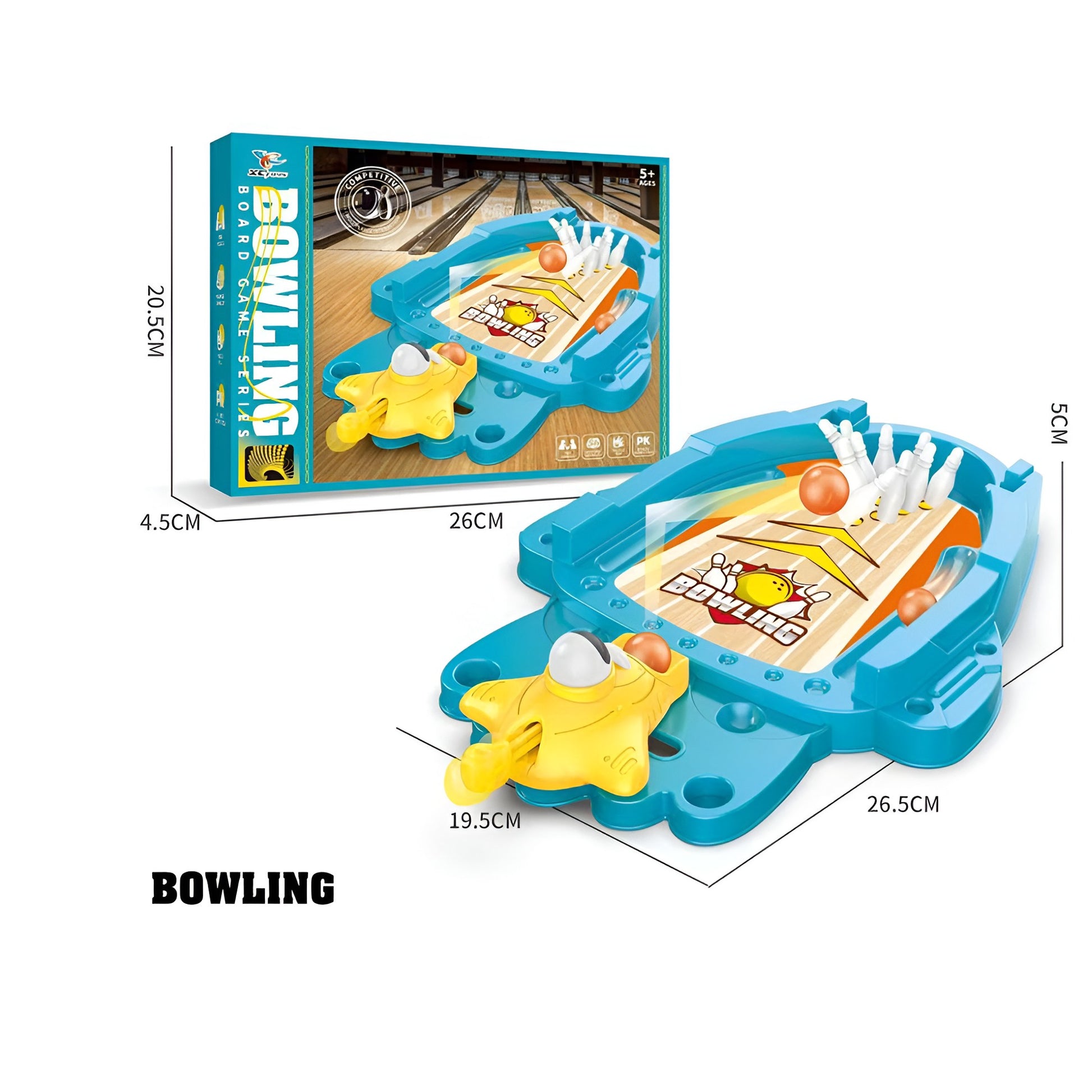 Joc de Masa Mini Bowling Interactiv pentru Copii, Flippy, Mingi si Figurine Incluse, 26.5x19.5x5 cm, Albastru-3