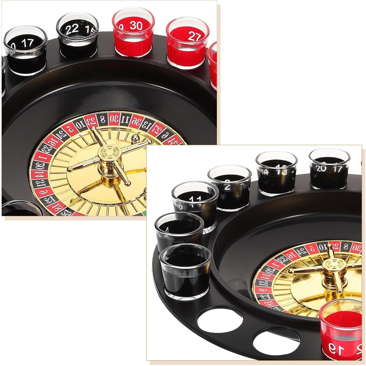 Joc de Ruleta Flippy, cu Pahare de Shot si Plansa de Joc Blackjack, 31 cm, Multicolor-4