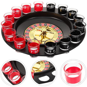 Joc de Ruleta Flippy, cu Pahare de Shot si Plansa de Joc Blackjack, 31 cm, Multicolor-0