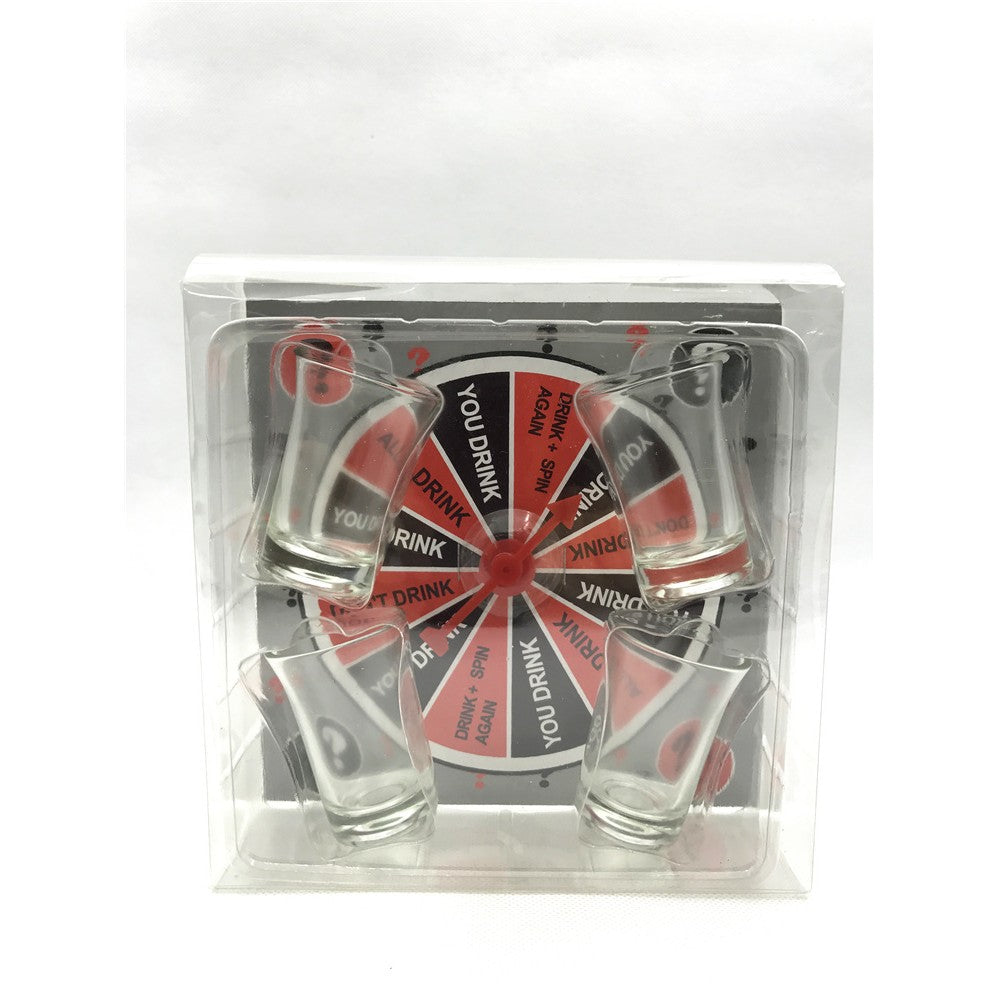 Joc de societate cu 4 pahare de shoturi din sticla Flippy, ruleta norocului, pentru petreceri, 17x17x7.5cm-4
