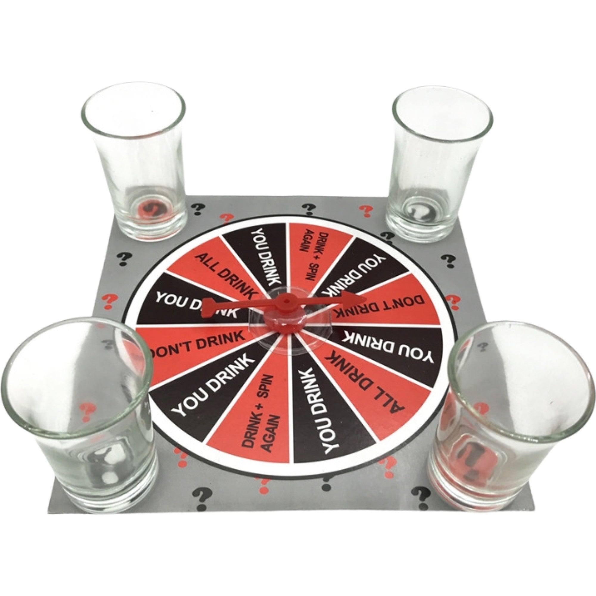 Joc de societate cu 4 pahare de shoturi din sticla Flippy, ruleta norocului, pentru petreceri, 17x17x7.5cm-0