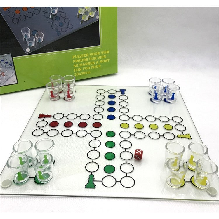 Joc de baut, Nu te supara frate, Flippy, cu pahare de shot din sticla, 30x30 cm, multicolor-1