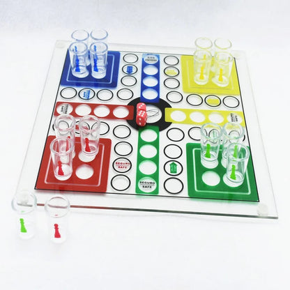 Joc de baut, Nu te supara frate, Flippy, cu pahare de shot din sticla, 30x30 cm, multicolor-0