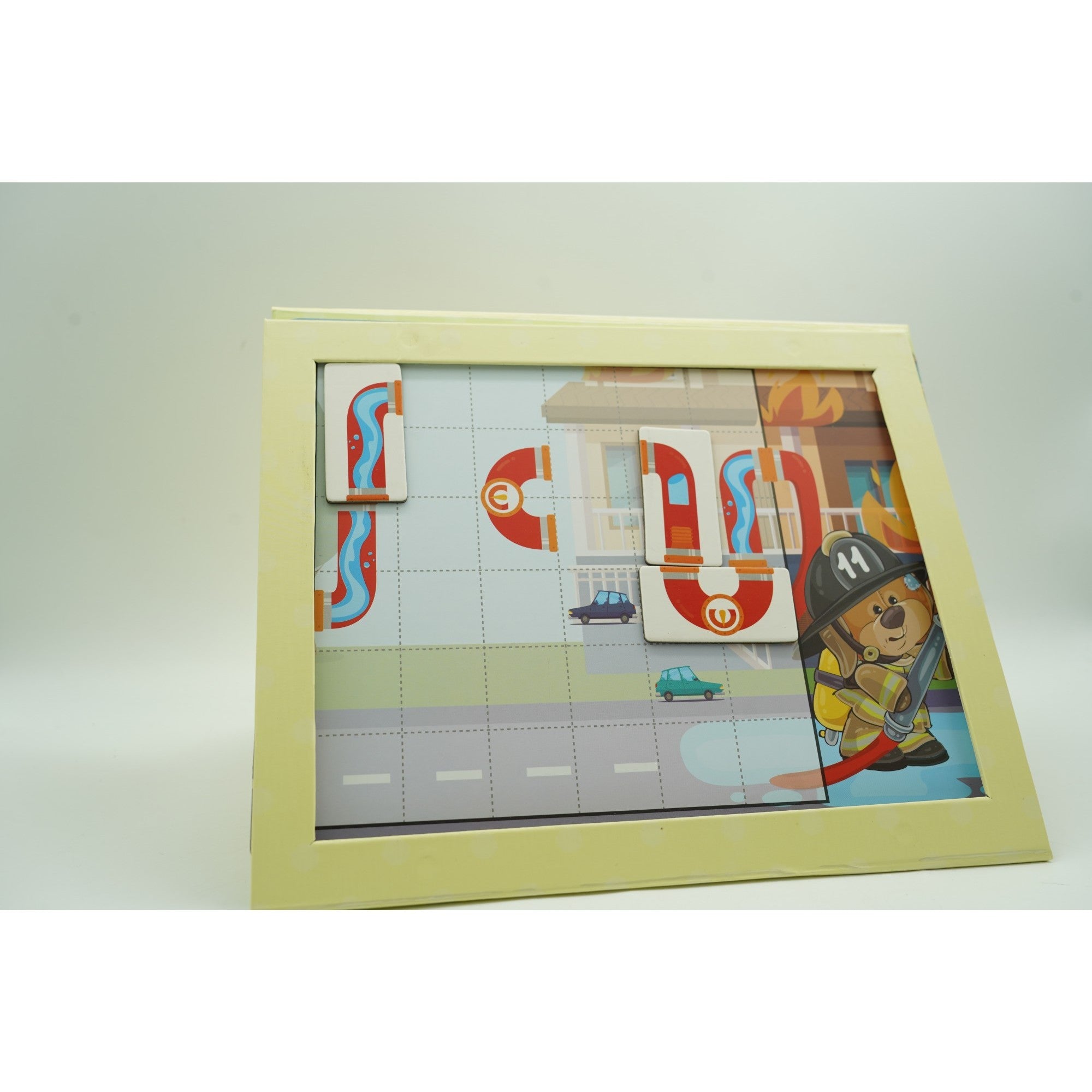 Joc educativ magnetic de interconectare, micul pompier, 15 nivele, 9 carti, pentru copii, +3 ani, multicolor-7