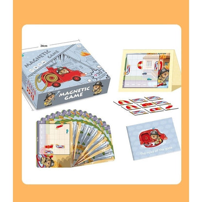 Joc educativ magnetic de interconectare, micul pompier, 15 nivele, 9 carti, pentru copii, +3 ani, multicolor-15
