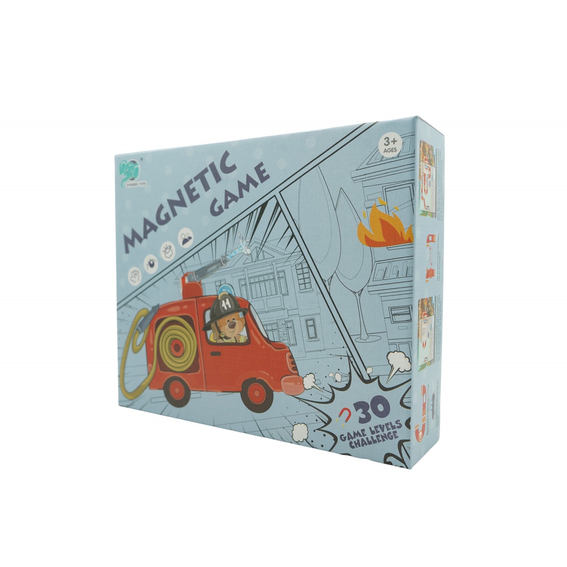 Joc educativ magnetic de interconectare, micul pompier, 15 nivele, 9 carti, pentru copii, +3 ani, multicolor-0