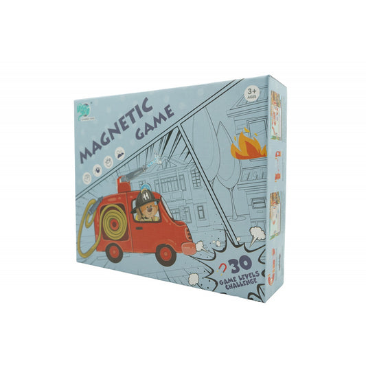 Joc educativ magnetic de interconectare, micul pompier, 15 nivele, 9 carti, pentru copii, +3 ani, multicolor-0