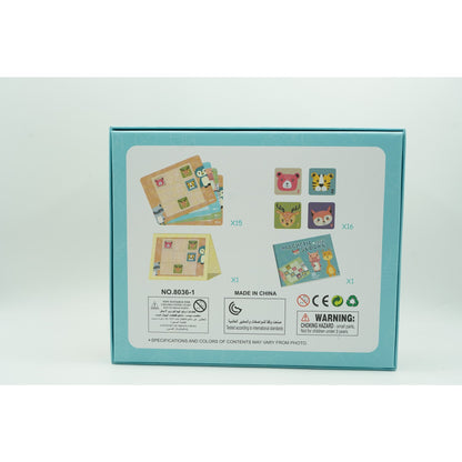 Joc educativ Sudoku cu tablita magnetica, 32 de piese, cartonase cu animale, Verde-6