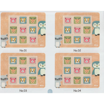 Joc educativ Sudoku cu tablita magnetica, 32 de piese, cartonase cu animale, Verde-11