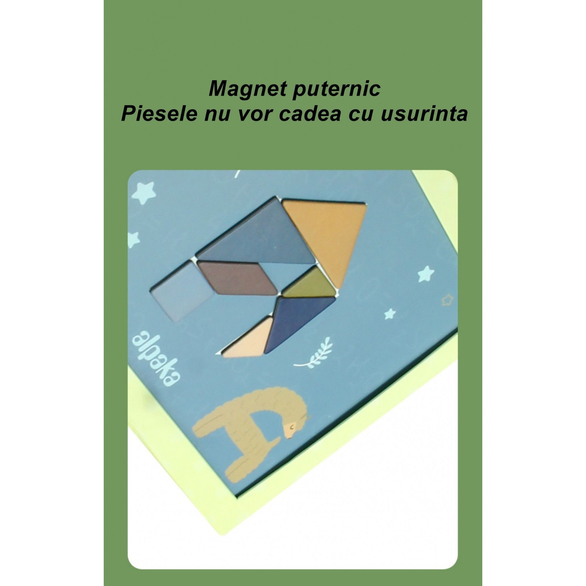 Joc Magnetic Tangram, tabla si forme diverse magnetice, 34 de piese, pentru copii, +3 ani, multicolor-1