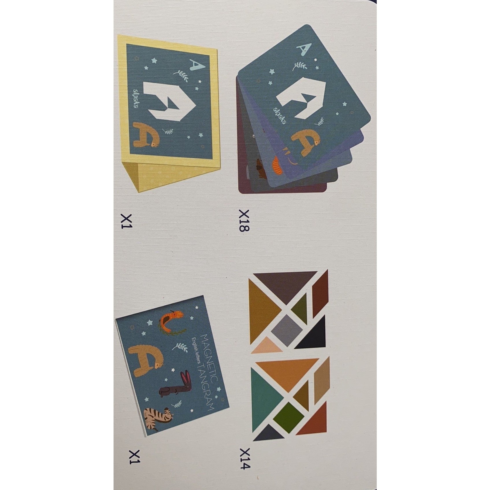 Joc Magnetic Tangram, tabla si forme diverse magnetice, 34 de piese, pentru copii, +3 ani, multicolor-3