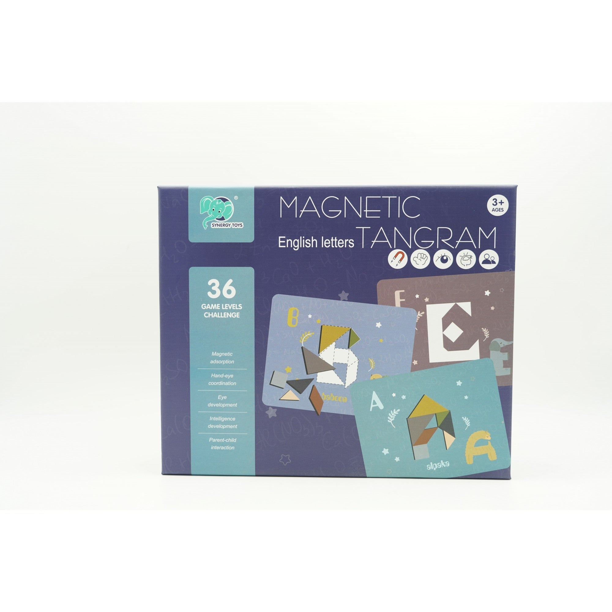 Joc Magnetic Tangram, tabla si forme diverse magnetice, 34 de piese, pentru copii, +3 ani, multicolor-5