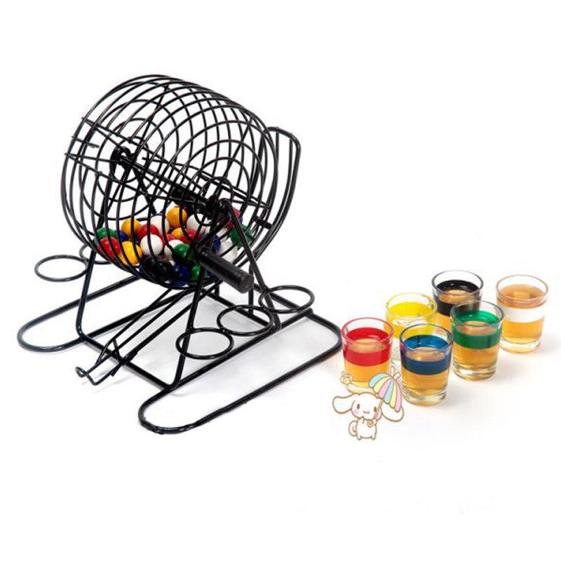 Joc Mini Loterie Flippy, Bingo, cu Pahare de Shot din Sticla, 20 x 20 x 19 cm, 48 Bile, Negru-6