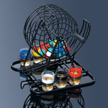Joc Mini Loterie Flippy, Bingo, cu Pahare de Shot din Sticla, 20 x 20 x 19 cm, 48 Bile, Negru-8