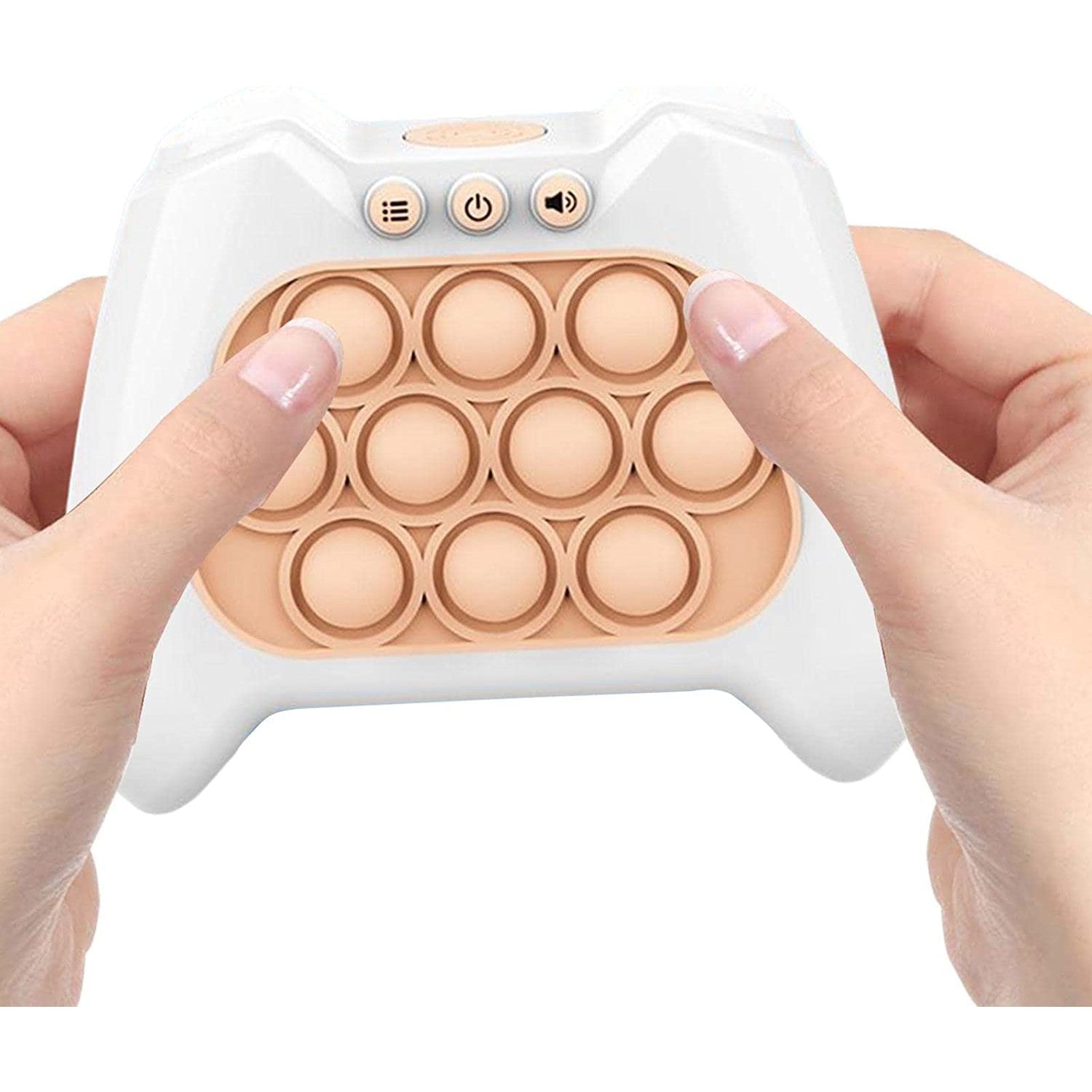 Joc Pop It, Flippy, consola, joc interactiv, antistres, cu baterii, Abs si silicon, Alb, 12 x 10 x 5.8 cm-2
