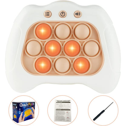 Joc Pop It, Flippy, consola, joc interactiv, antistres, cu baterii, Abs si silicon, Alb, 12 x 10 x 5.8 cm-3