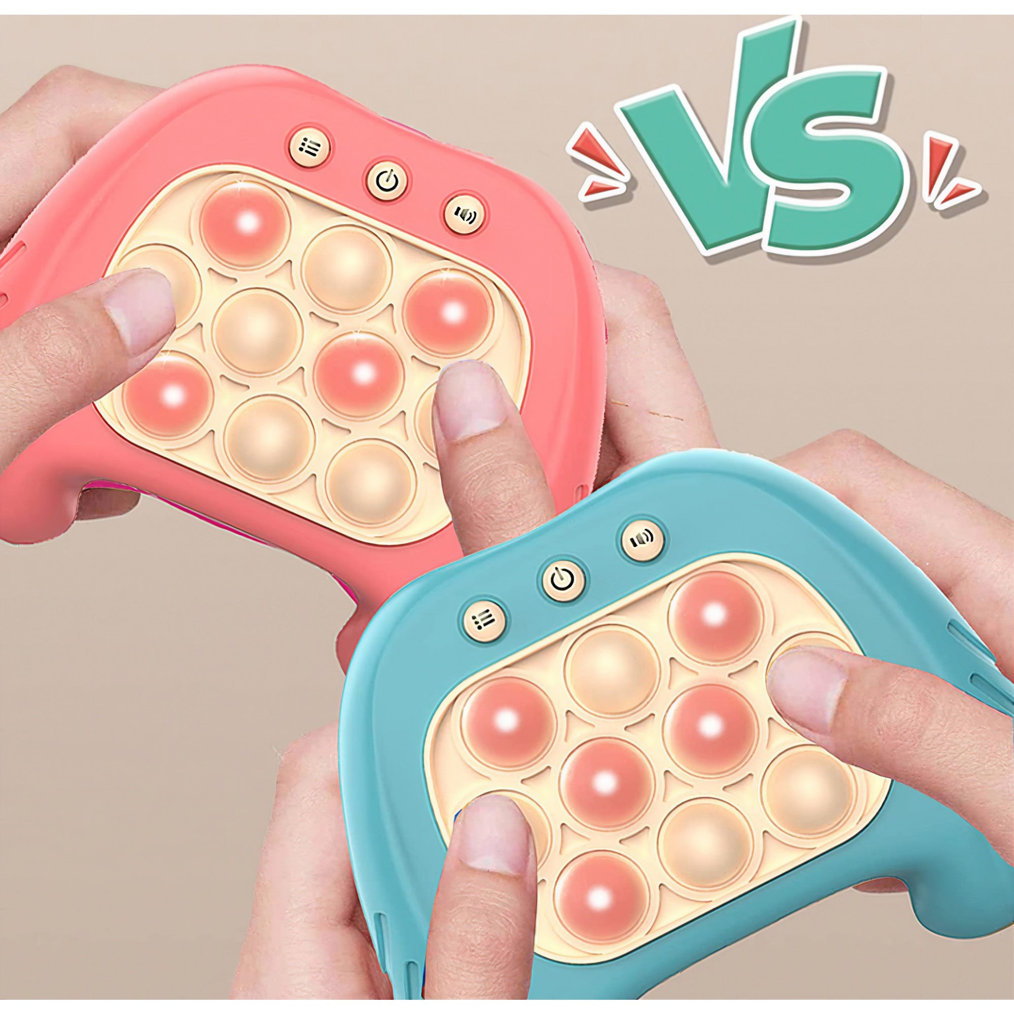 Joc Pop It, Flippy, consola, joc interactiv, antistres, cu baterii, Abs si silicon, Albastru, 12 x 10 x 5.8 cm-2